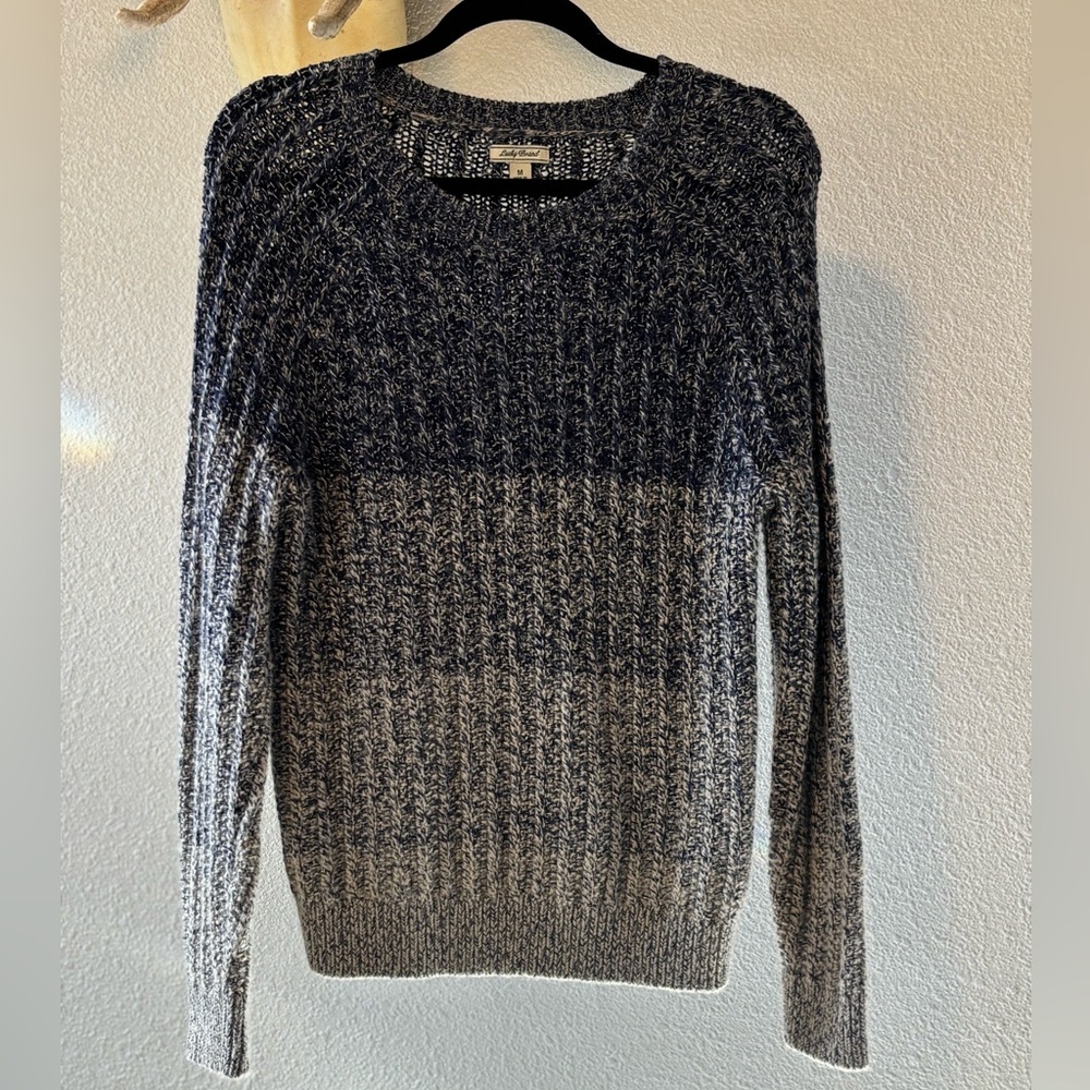 Lucky Brand Blue and Grey Knit Sweater